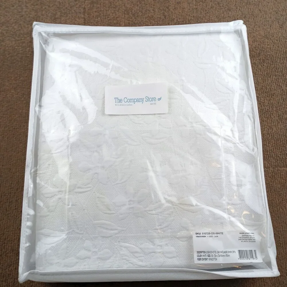 The Company Store Legends Hotel Leaf Matelasse Shower Curtain White72X72 Inch